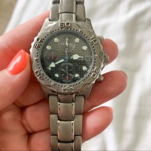 Mens Fossil Blue Titanium Round Face 
